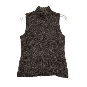 J. Jill Women's S Brown Wool Alpaca‎ Sleeveless Mock Neck Zip-Up Sweater Vest